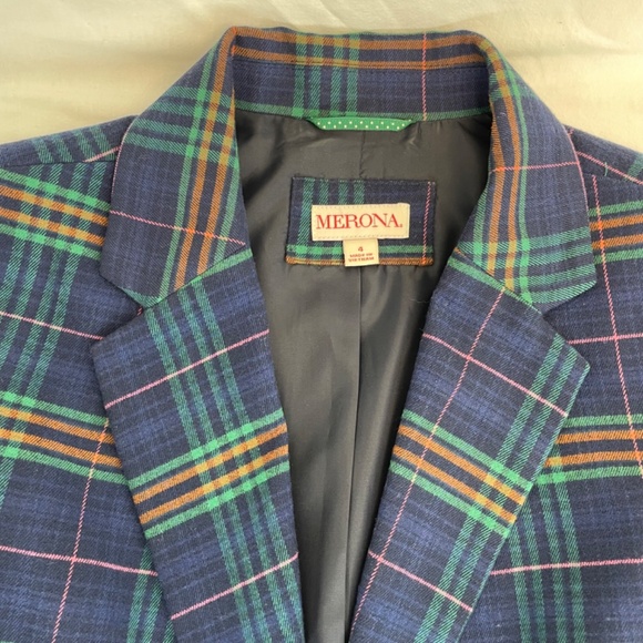 Merona Blazer Plaid Blue Green Women’s Size 4 – Like New - Picture 9 of 14